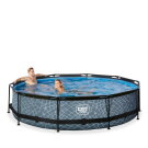 Piscina EXIT Stone &oslash;360x76cm con bomba de depuraci&oacute;n, color gris
