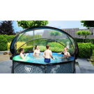 Piscina EXIT Stone ø300x76cm con bomba de depuración y cúpula, color gris