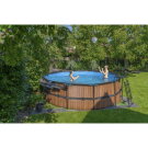 Piscina EXIT Wood ø450x122cm con bomba de filtrado de arena, color marrón