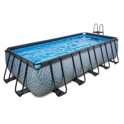 Piscina EXIT Stone 540x250x122cm con bomba de filtrado de arena, color gris