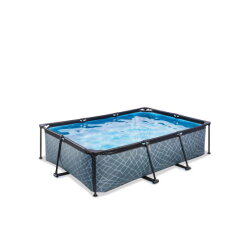 Piscina EXIT Stone 220x150x65cm con bomba de depuración, color gris
