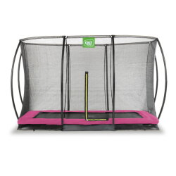 Cama elástica enterrada EXIT Silhouette 244x366cm con red de seguridad, color rosa