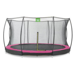 Cama elástica enterrada EXIT Silhouette ø427cm con red de seguridad, color rosa