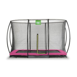 Cama elástica enterrada EXIT Silhouette 214x305cm con red de seguridad, color rosa