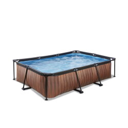 Piscina EXIT Wood 300x200x65cm con bomba de depuración, color marrón