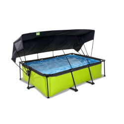Piscina EXIT Lime 220x150x65cm con bomba de depuración y toldo, color verde