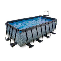Piscina EXIT Stone 400x200x122cm con bomba de depuración, color gris