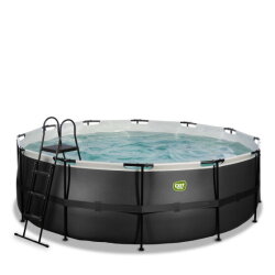 Piscina EXIT Black Leather ø427x122cm con bomba de filtrado de arena, color negro
