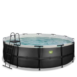 Piscina EXIT Black Leather ø450x122cm con bomba de filtrado de arena, color negro