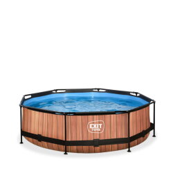 Piscina EXIT Wood &oslash;300x76cm con bomba de depuraci&oacute;n, color marr&oacute;n