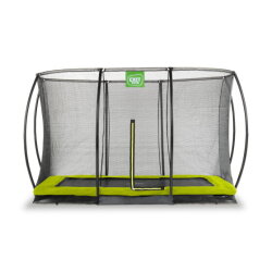 Cama elástica enterrada EXIT Silhouette 214x305cm con red de seguridad, color verde