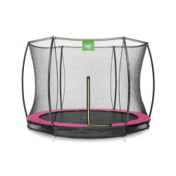 Cama elástica enterrada EXIT Silhouette ø244cm con red de seguridad, color rosa