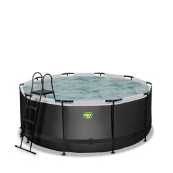Piscina EXIT Black Leather ø360x122cm con bomba de depuración, color negro