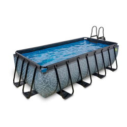 Piscina EXIT Stone 400x200x100cm con bomba de depuración, color gris